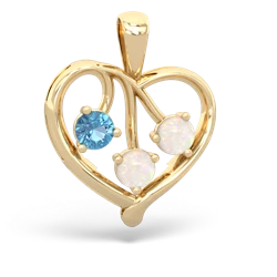 Blue Topaz Glowing Heart 14K Yellow Gold pendant P2233