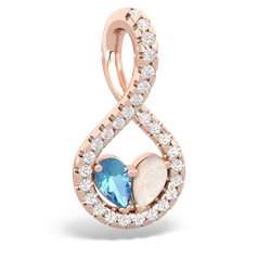 Blue Topaz Pave Twist 'One Heart' 14K Rose Gold pendant P5360