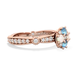 Blue Topaz Sparkling Tiara Cluster 14K Rose Gold ring R26293RD