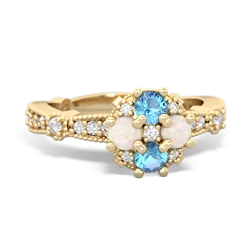 Blue Topaz Sparkling Tiara Cluster 14K Yellow Gold ring R26293RD