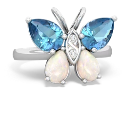 Blue Topaz Butterfly 14K White Gold ring R2215