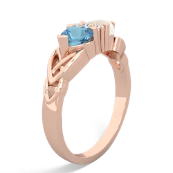 Blue Topaz Celtic Knot Double Heart 14K Rose Gold ring R5040