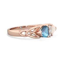 Blue Topaz Celtic Knot Double Heart 14K Rose Gold ring R5040