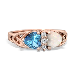 Blue Topaz Celtic Knot Double Heart 14K Rose Gold ring R5040