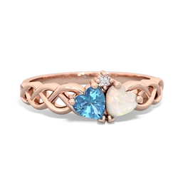 Blue Topaz Heart To Heart Braid 14K Rose Gold ring R5870