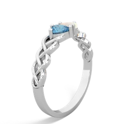 Blue Topaz Heart To Heart Braid 14K White Gold ring R5870