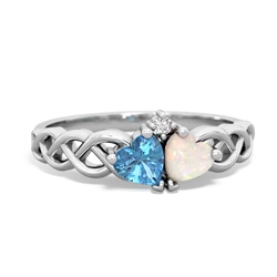 Blue Topaz Heart To Heart Braid 14K White Gold ring R5870