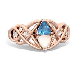 Blue Topaz Keepsake Celtic Knot 14K Rose Gold ring R5300