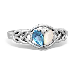 Blue Topaz Celtic Love Knot 14K White Gold ring R5420