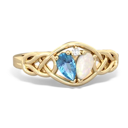 Blue Topaz Celtic Love Knot 14K Yellow Gold ring R5420