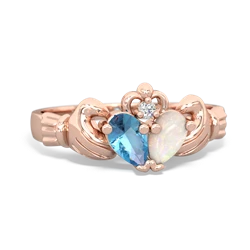 Blue Topaz 'Our Heart' Claddagh 14K Rose Gold ring R2388