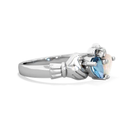 Blue Topaz 'Our Heart' Claddagh 14K White Gold ring R2388