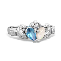 Blue Topaz 'Our Heart' Claddagh 14K White Gold ring R2388