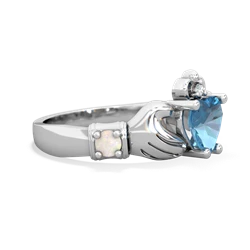 Blue Topaz Claddagh Keepsake 14K White Gold ring R5245