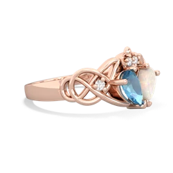 Blue Topaz 'One Heart' Celtic Knot Claddagh 14K Rose Gold ring R5322