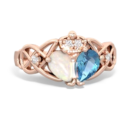 Blue Topaz 'One Heart' Celtic Knot Claddagh 14K Rose Gold ring R5322