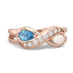 Blue Topaz Diamond Infinity 14K Rose Gold ring R5390