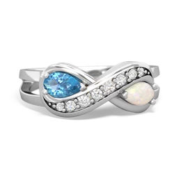 Blue Topaz Diamond Infinity 14K White Gold ring R5390