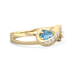 Blue Topaz Diamond Infinity 14K Yellow Gold ring R5390