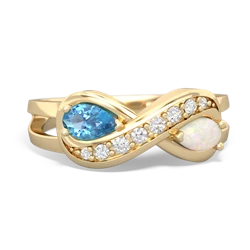 Blue Topaz Diamond Infinity 14K Yellow Gold ring R5390