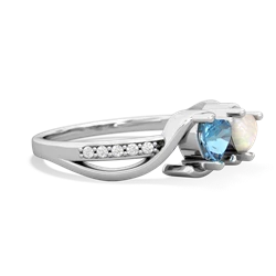 Blue Topaz Side By Side 14K White Gold ring R3090