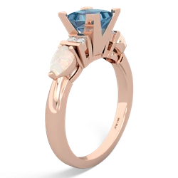 Blue Topaz 6Mm Princess Eternal Embrace Engagement 14K Rose Gold ring C2002