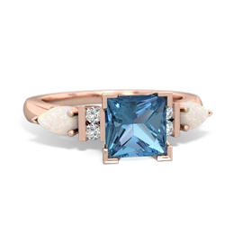 Blue Topaz 6Mm Princess Eternal Embrace Engagement 14K Rose Gold ring C2002