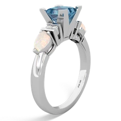 Blue Topaz 6Mm Princess Eternal Embrace Engagement 14K White Gold ring C2002