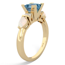 Blue Topaz 6Mm Princess Eternal Embrace Engagement 14K Yellow Gold ring C2002