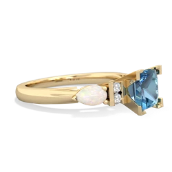 Blue Topaz 6Mm Princess Eternal Embrace Engagement 14K Yellow Gold ring C2002