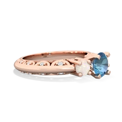 Blue Topaz Art Deco Eternal Embrace Engagement 14K Rose Gold ring C2003