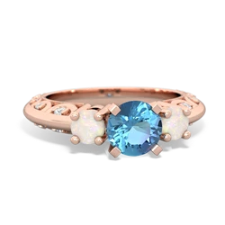 Blue Topaz Art Deco Eternal Embrace Engagement 14K Rose Gold ring C2003