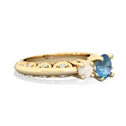 Blue Topaz Art Deco Eternal Embrace Engagement 14K Yellow Gold ring C2003