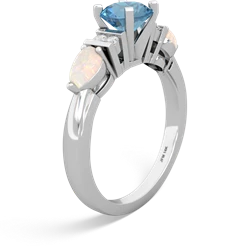 Blue Topaz 6Mm Round Eternal Embrace Engagement 14K White Gold ring R2005