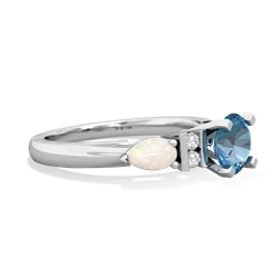 Blue Topaz 6Mm Round Eternal Embrace Engagement 14K White Gold ring R2005