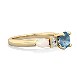 Blue Topaz 6Mm Round Eternal Embrace Engagement 14K Yellow Gold ring R2005