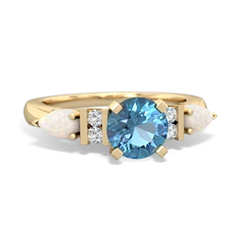 Blue Topaz 6Mm Round Eternal Embrace Engagement 14K Yellow Gold ring R2005