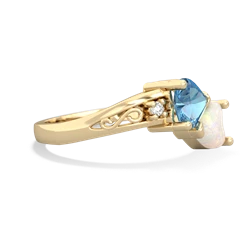 Blue Topaz Snuggling Hearts 14K Yellow Gold ring R2178