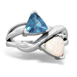 Blue Topaz Split Band Swirl 14K White Gold ring R2341