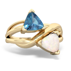 Blue Topaz Split Band Swirl 14K Yellow Gold ring R2341