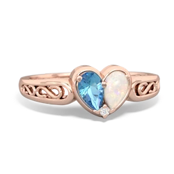 Blue Topaz Filligree 'One Heart' 14K Rose Gold ring R5070