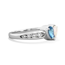 Blue Topaz Filligree 'One Heart' 14K White Gold ring R5070