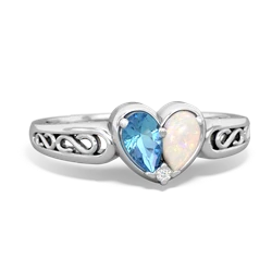 Blue Topaz Filligree 'One Heart' 14K White Gold ring R5070