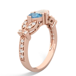 Blue Topaz Diamond Butterflies 14K Rose Gold ring R5601