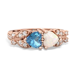 Blue Topaz Diamond Butterflies 14K Rose Gold ring R5601