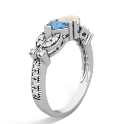 Blue Topaz Diamond Butterflies 14K White Gold ring R5601