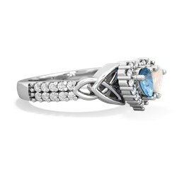 Blue Topaz Celtic Knot Two Hearts As One 14K White Gold ring R2644HRT