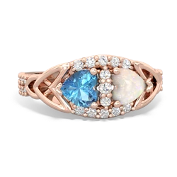 Blue Topaz Sparkling Celtic Knot 14K Rose Gold ring R2645