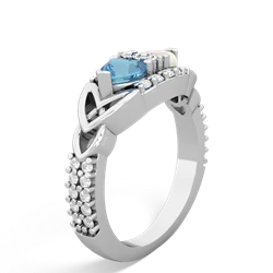 Blue Topaz Sparkling Celtic Knot 14K White Gold ring R2645