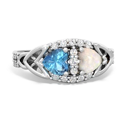 Blue Topaz Sparkling Celtic Knot 14K White Gold ring R2645